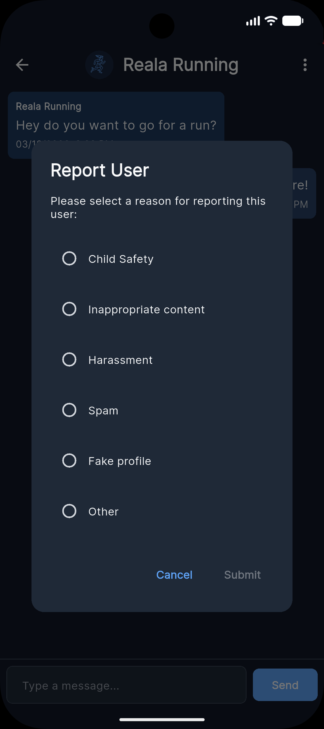 Report screen