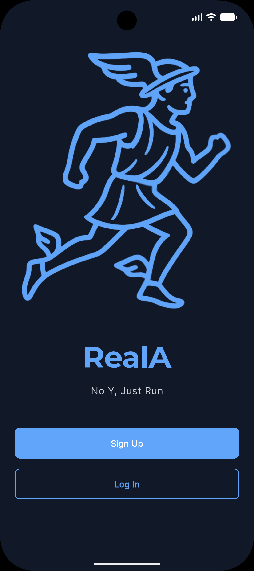 RealA startup screen