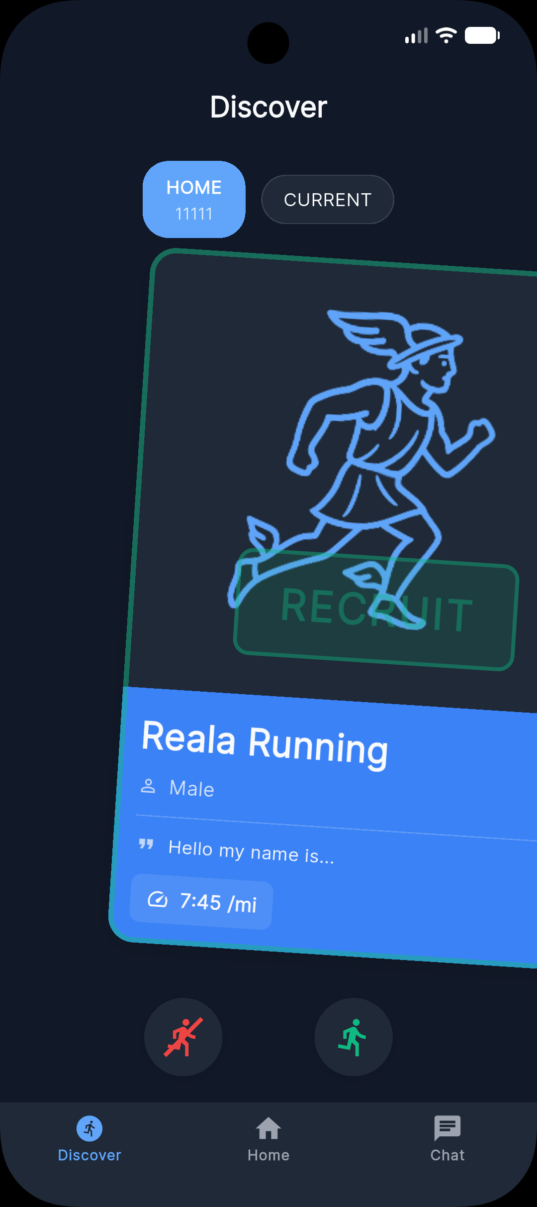 Like a runner - swipe right