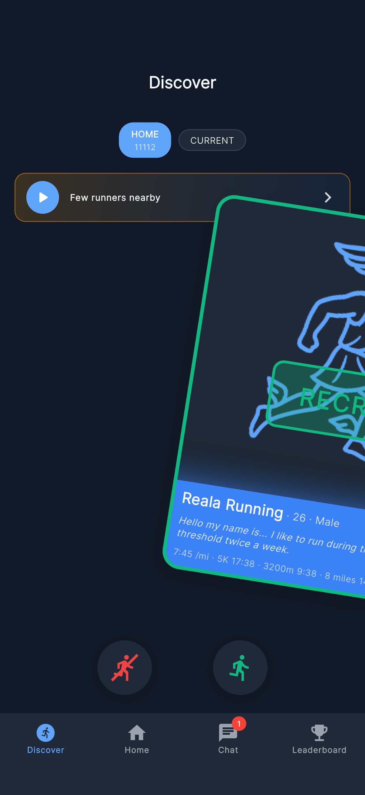 Like a runner - swipe right